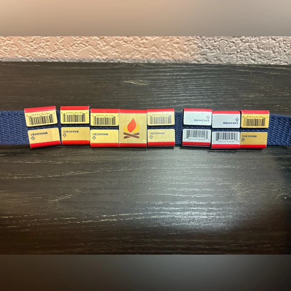 BSA Cub Scout Blue Uniform Belt & Silver Wolf Buckle Boy Scout W 8 Merit Awards